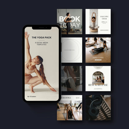 Social Media Instagram Templates - Customisable in Canva - Yoga Pilates Studio and Instructors - Wellness Content Creators - C Creation Store