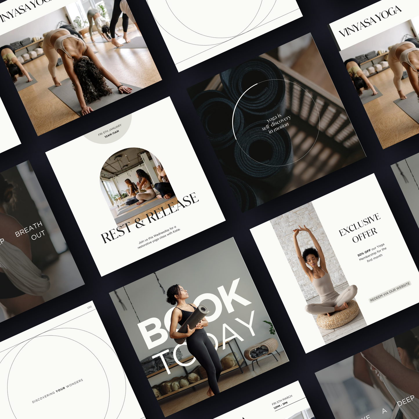 Social Media Instagram Templates - Customisable in Canva - Yoga Pilates Studio and Instructors - Wellness Content Creators - C Creation Store