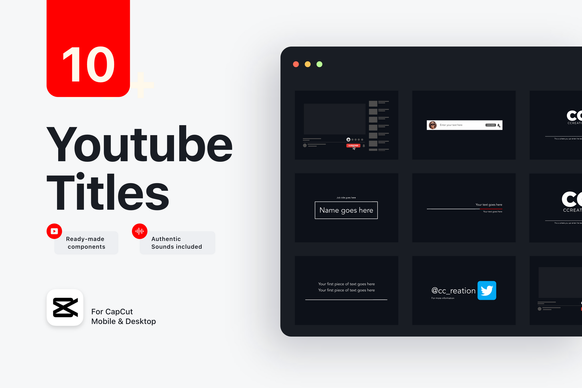 YouTube Creator Pack for CapCut ccreation.store